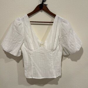 ASTR The Label white vneck plunge top, L